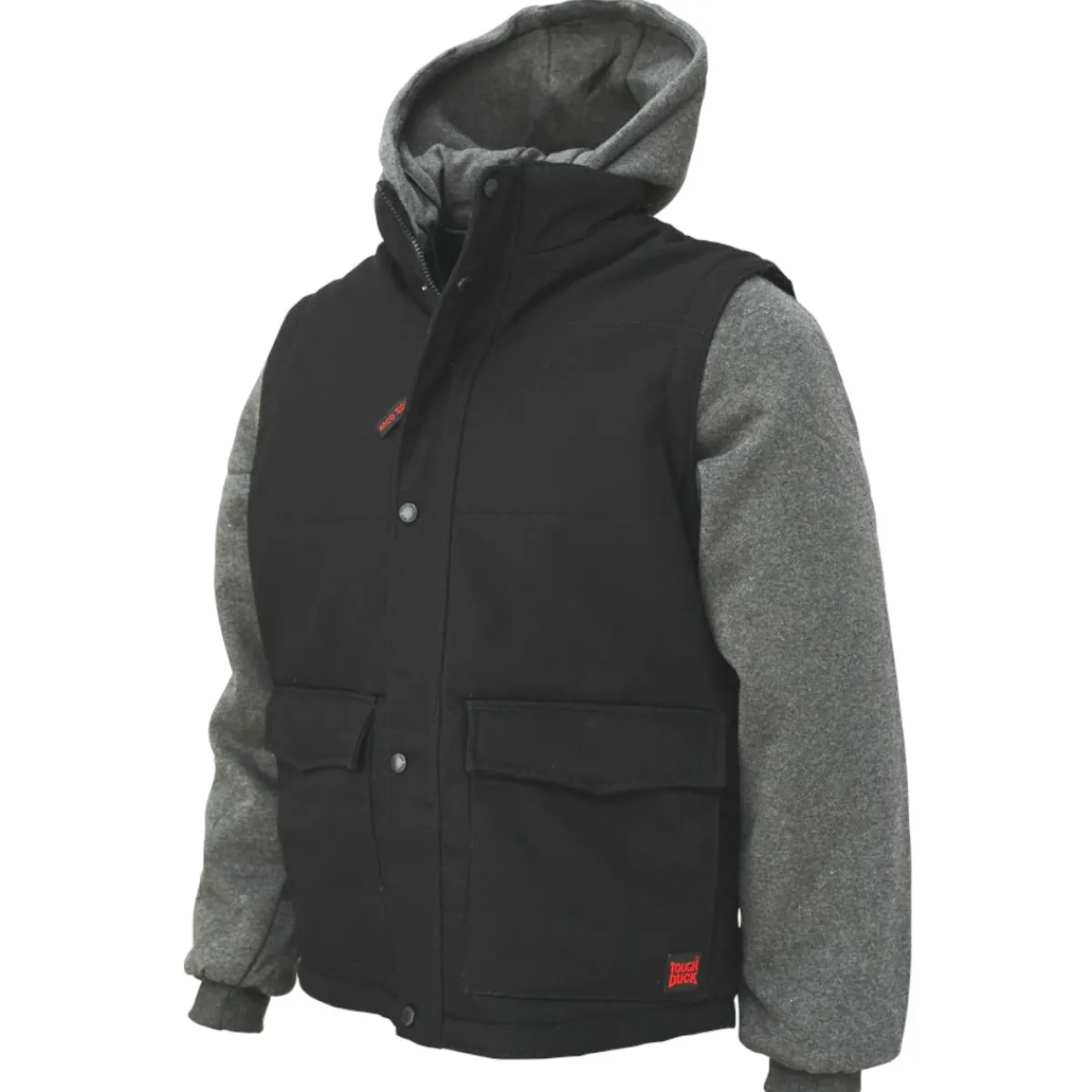 Tough Duck Safety Shoes|Work Outerwear<Duck Zip-Off Sleeve Jacket Black/Grey