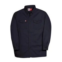Big Bill Safety Shoes|Work Outerwear<Flame resistant Button-Down Industrial Work Shirt Navy