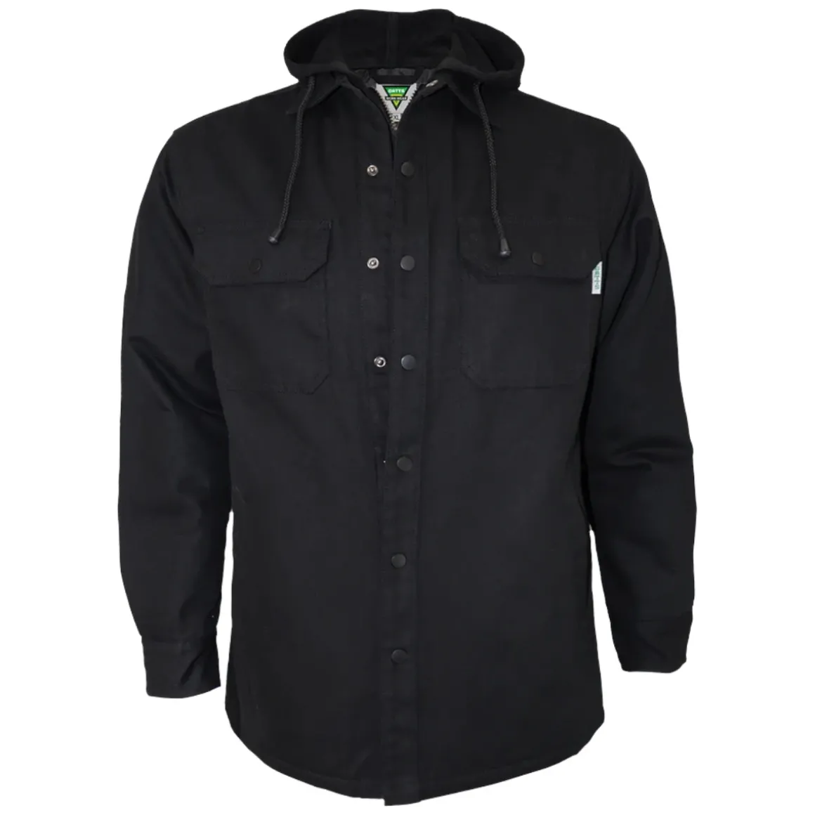 Lined canvas shirt with hood