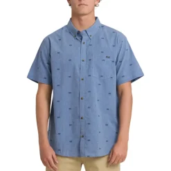 Billabong Shirts|Swimwear<Men's All Day Jacquard Short Sleeve Shirt Vintage Blue