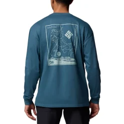 Columbia Shirts|Swimwear<Men's Black Butte Long Sleeve Graphic T-Shirt Everblue