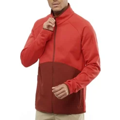 Salomon Shirts|Swimwear<Men's Essential Warm Full Zip Midlayer Jacket Samba/Madder Brown