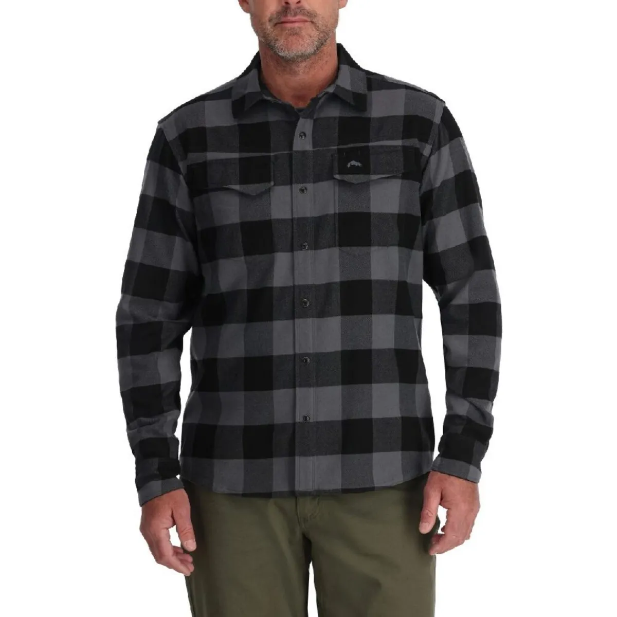 Simms Waders And Wading Boots|Fishing Shirts And T-Shirts<Men's Gallatin Long Sleeve Flannel Shirt Slate Buffalo Check