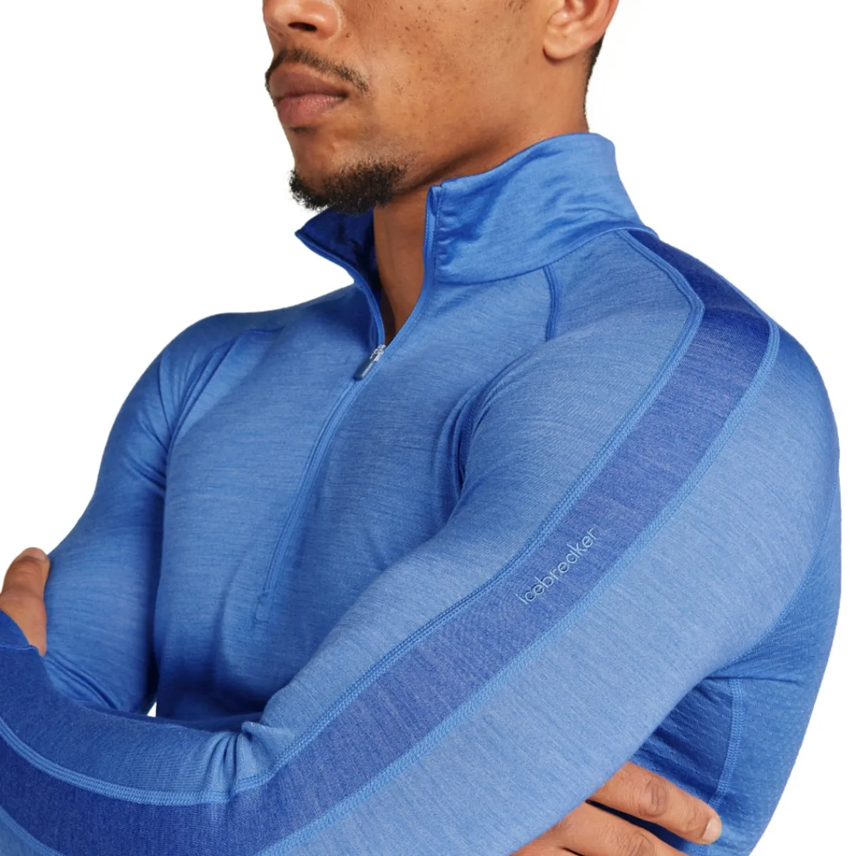 Icebreaker Shirts|Swimwear<Men's Merino Blend 125 ZoneKnit Long Sleeve Half Zip Thermal Top Baja / Brilliant