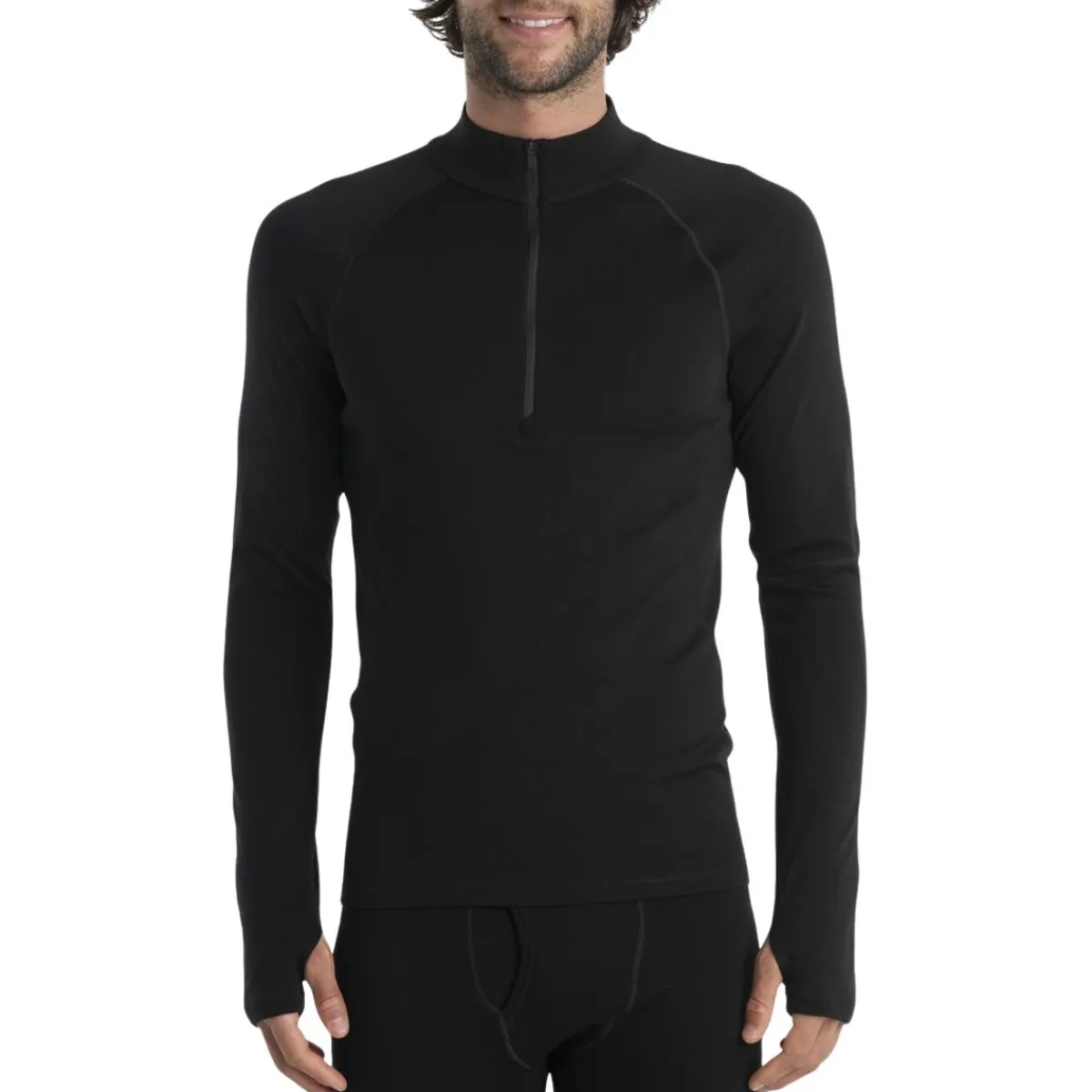 Icebreaker Shirts|Swimwear<Men's 300 MerinoFine Polar Long Sleeve Half Zip Thermal Top Black