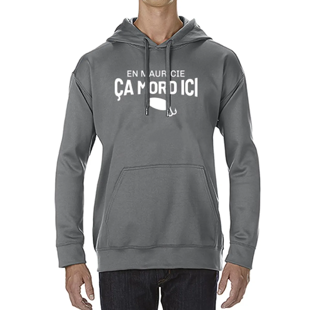 En Mauricie ça mord ici Shirts|Swimwear<Men's Outfitters Mauricie Hoodie Grey