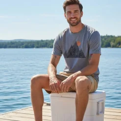 Tentree Shirts|Swimwear<Men's Peak T-Shirt Grey Heather/Meteorite Black