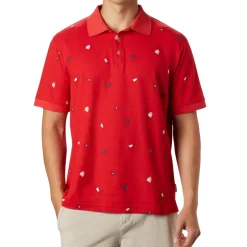 Columbia Shirts|Swimwear<Men's PFG Global Tossed Embroidery Polo Red Spark