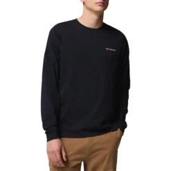 Columbia Shirts|Swimwear<Men's Seasonal Logo Long Sleeve Crewneck Black, Meadowland