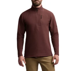 Sitka Shirts|Swimwear<Men's Snowcrest Half-Zip Fleece Pullover Cherry Wood Heather