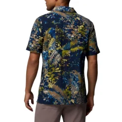 Columbia Shirts|Swimwear<Men's Tech Trail Utility Printed Woven Short Sleeve Shirt Mountain Blue, Geofern Greenscape