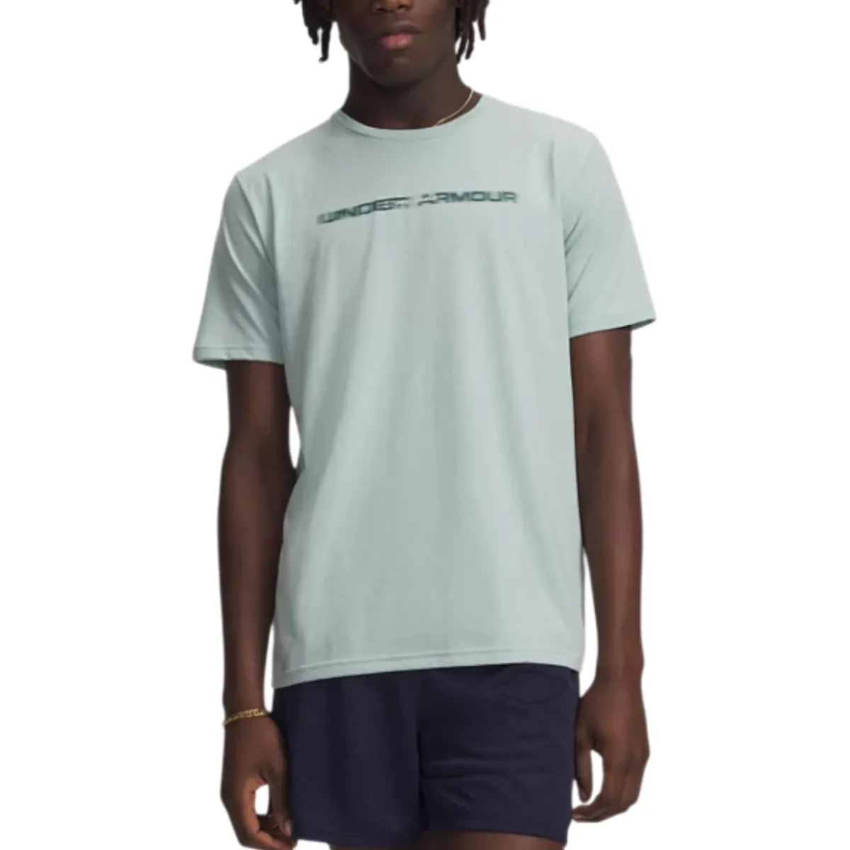 Under Armour Shirts|Swimwear<Men's UA Blur Wordmark T-Shirt Enamel Blue / Stone