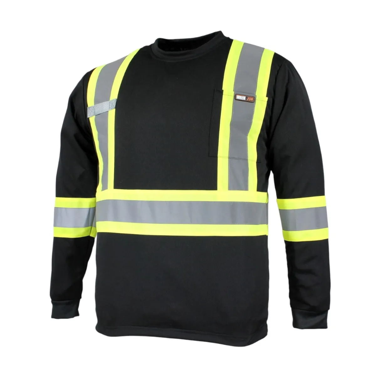 10/4 Job Safety Shoes|Work Outerwear<T-Shirt Long Sleeve Quick Dry-3M Stripes-Radio Holder Black