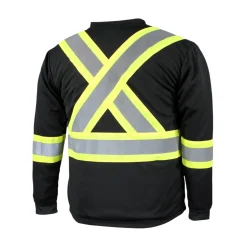 10/4 Job Safety Shoes|Work Outerwear<T-Shirt Long Sleeve Quick Dry-3M Stripes-Radio Holder Black