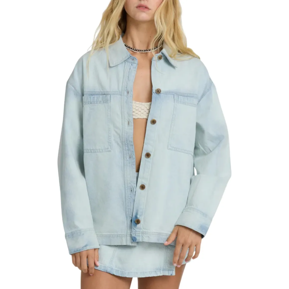 Women's Jade Saltwashed Long Sleeve Woven Top