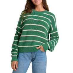 Toad and Co. Sweaters|Shirts<Women's Bianca Shaker Crew Sweater Palm Stripe