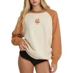 Billabong Sweaters|Shirts<Women's Blissed Out Crew Neck Sweater Caramel Cafe