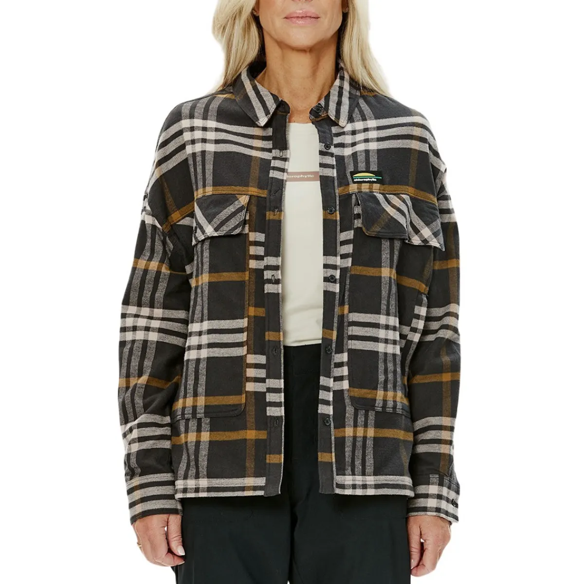 Chlorophylle Sweaters|Shirts<Women's Hailey Plaid Long Sleeve Shirt Rose plaid
