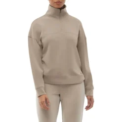 Fig Clothing Sweaters|Shirts<Women's IVY ¼ Zip Top Mocha latte