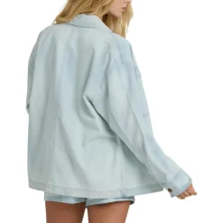 Billabong Sweaters|Shirts<Women's Jade Saltwashed Long Sleeve Woven Top Blue Mist