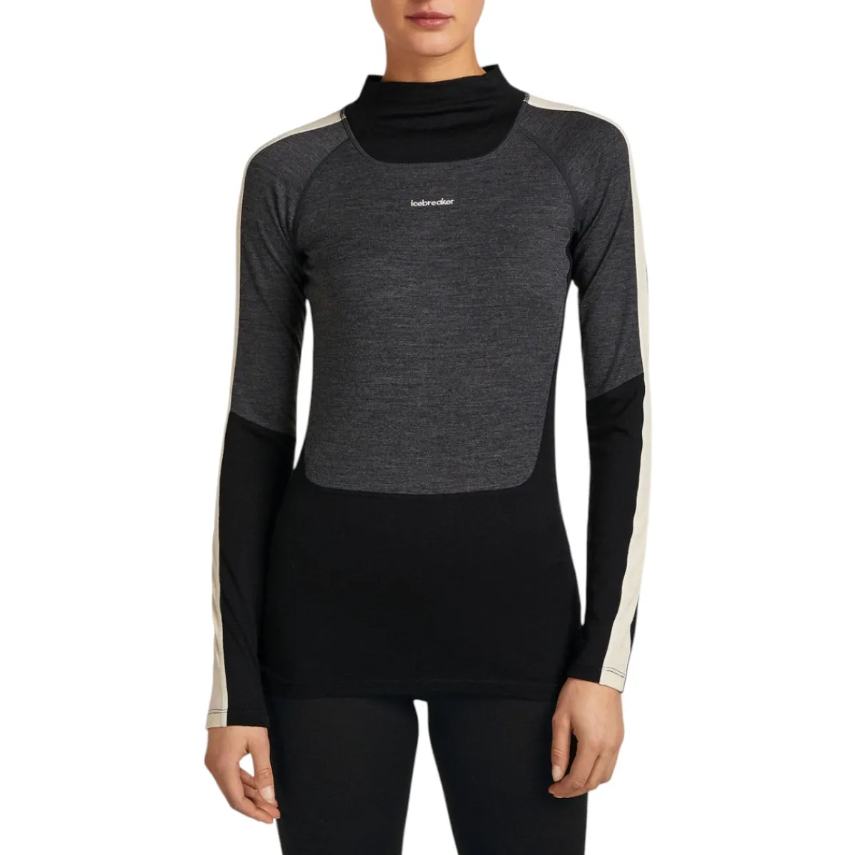 Icebreaker Sweaters|Shirts<Women's Merino 200 Oasis+ Long Sleeve High Neck Thermal Top Black/Jet Hthr