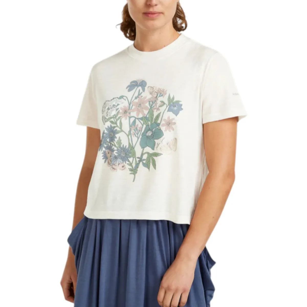Icebreaker Sweaters|Shirts<Women's Merino 150 Tech Lite NZ Flora Crop Tee Ecru Heather