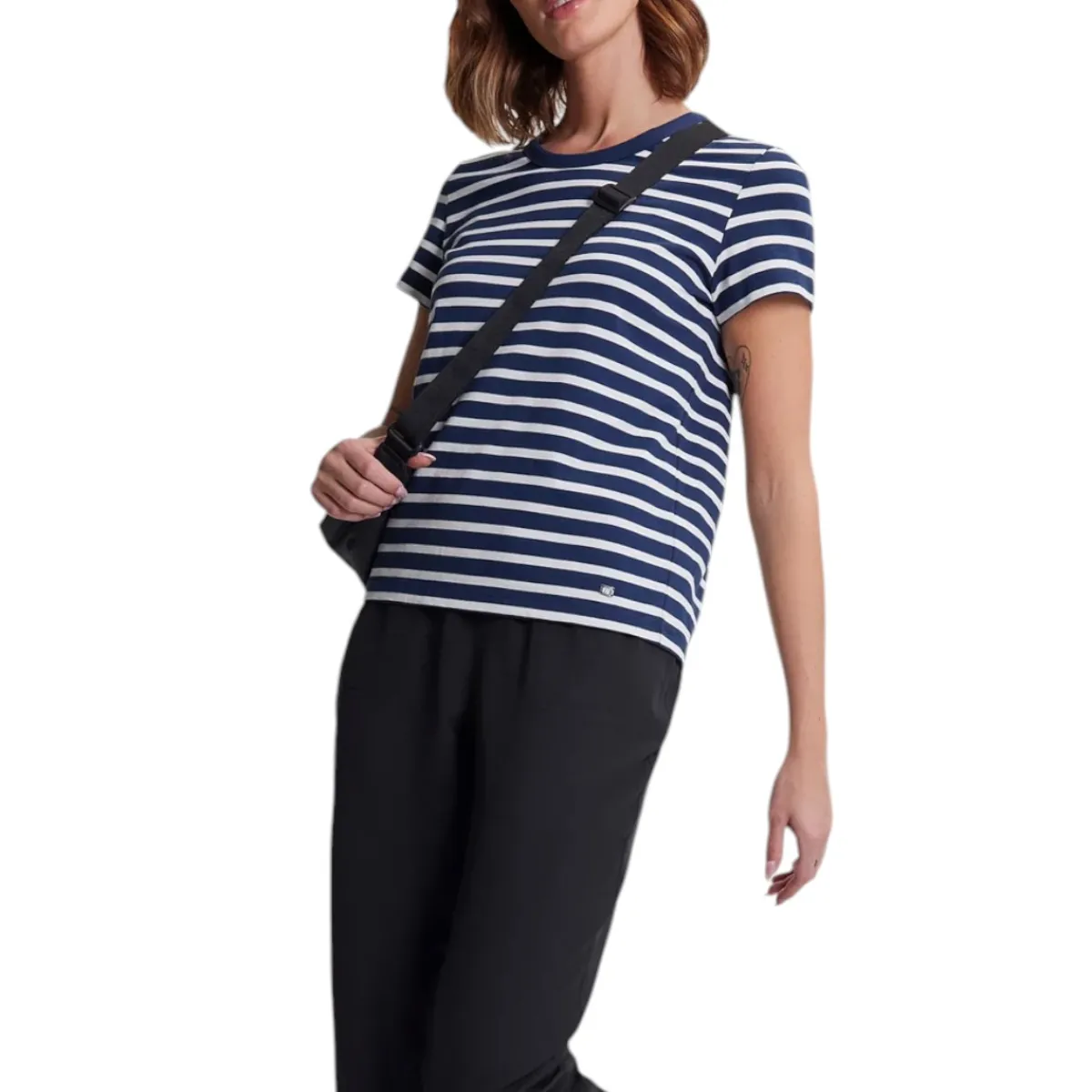 Fig Clothing Sweaters|Shirts<Women's NEWPORT Short Sleeve Top Night Stripe