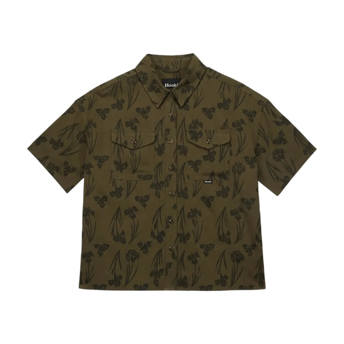 Hooké Waders And Wading Boots|Fishing Shirts And T-Shirts<Women's Oversized Yellow Iris Short Sleeve Shirt Dark Olive