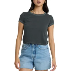 Billabong Sweaters|Shirts<Women's 1001 Short Sleeve Knit Top Black Sand