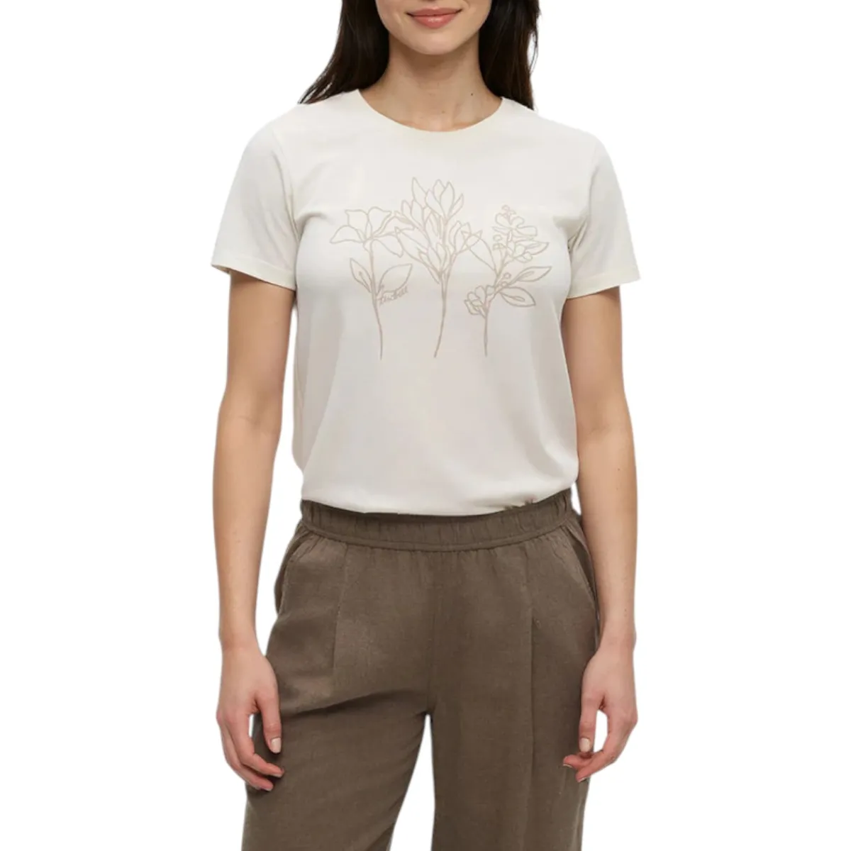 Tentree Sweaters|Shirts<Women's Summer Flora T-Shirt Undyed Creek Stone