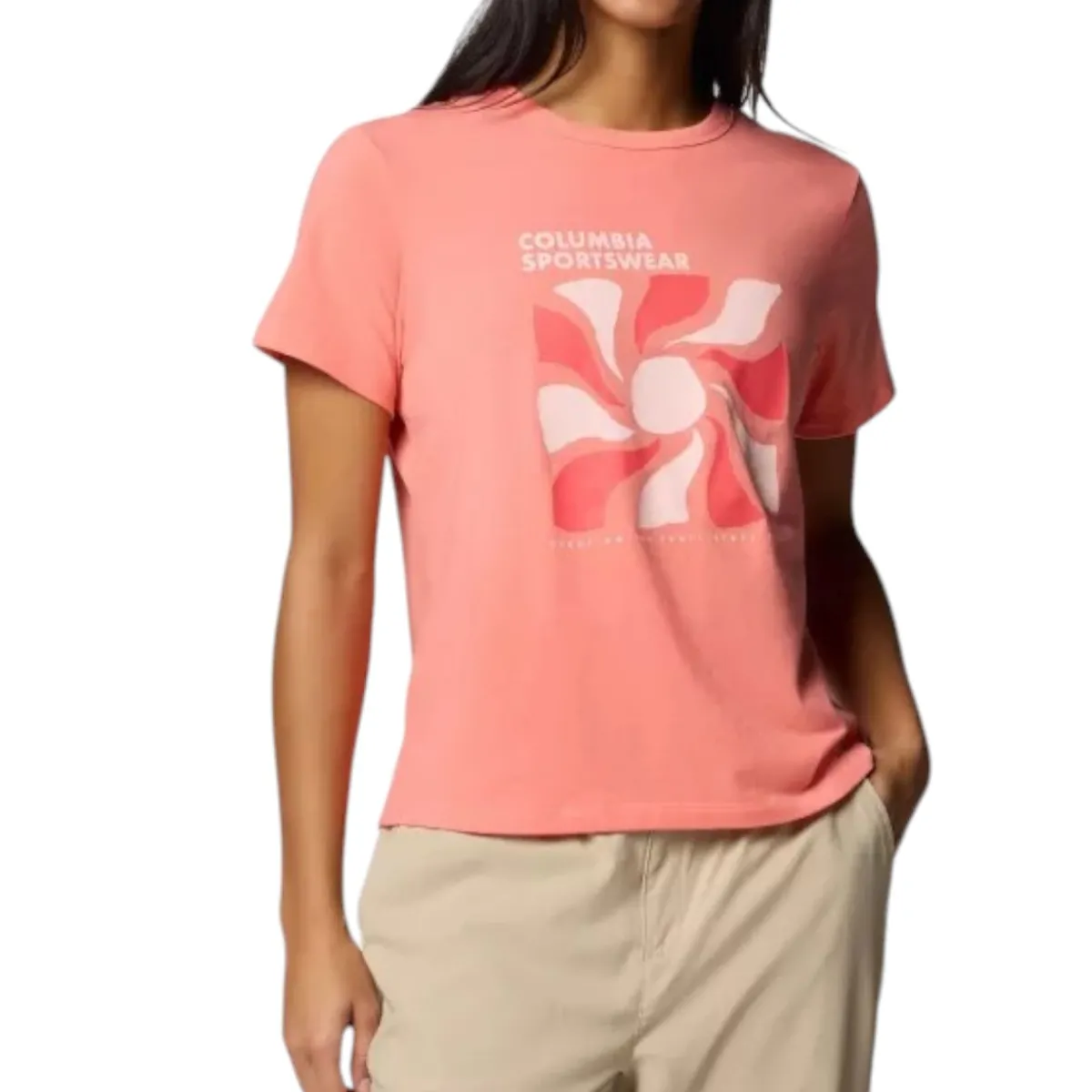Columbia Sweaters|Shirts<Women's Sun Trek™ Graphic Short Sleeve Shirt III Alpenglow, Wavy Rays