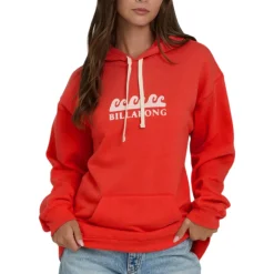 Billabong Sweaters|Shirts<Women's Surfing In Town Pullover Fleece Hoodie Fiesta Red