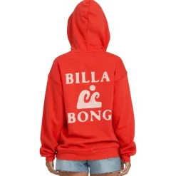 Billabong Sweaters|Shirts<Women's Surfing In Town Pullover Fleece Hoodie Fiesta Red