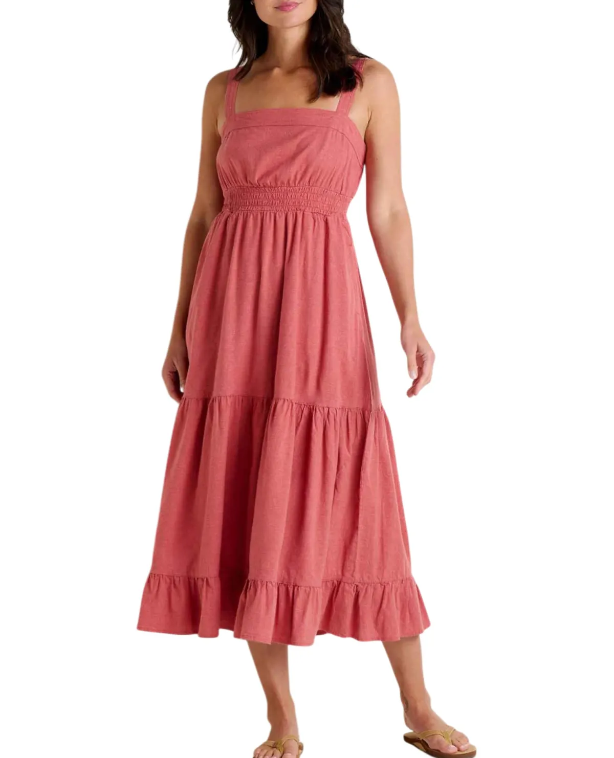 Toad and Co. Sweaters|Shirts<Women's Taj Hemp Tiered Midi Dress Dusty Cedar
