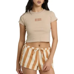 Billabong Sweaters|Shirts<Women's Triple Stacked Short Sleeve T-Shirt Oatmeal