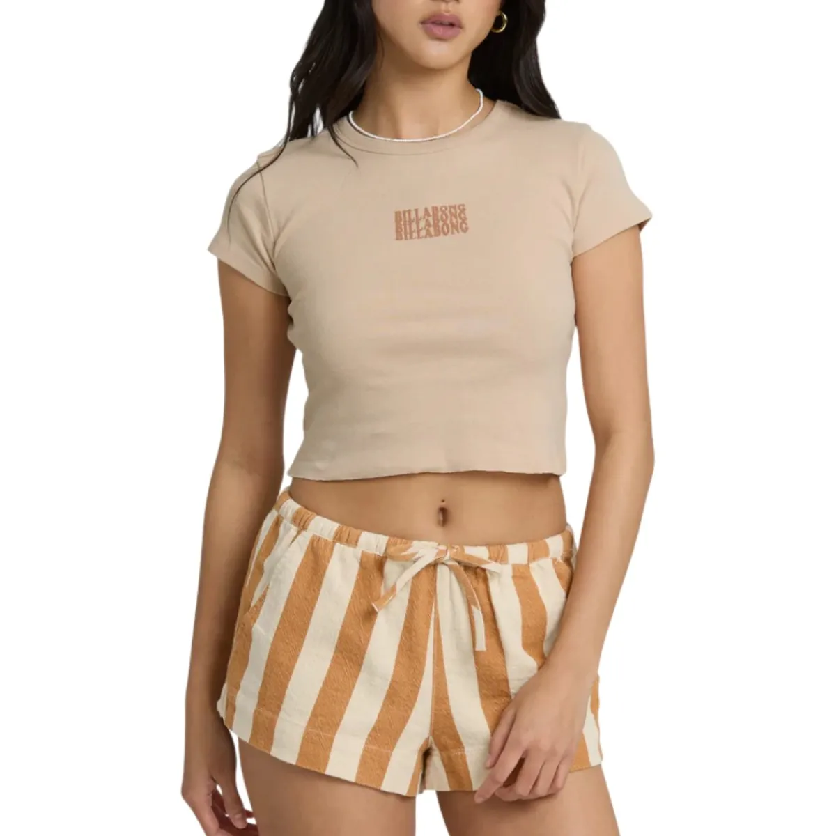 Billabong Sweaters|Shirts<Women's Triple Stacked Short Sleeve T-Shirt Oatmeal