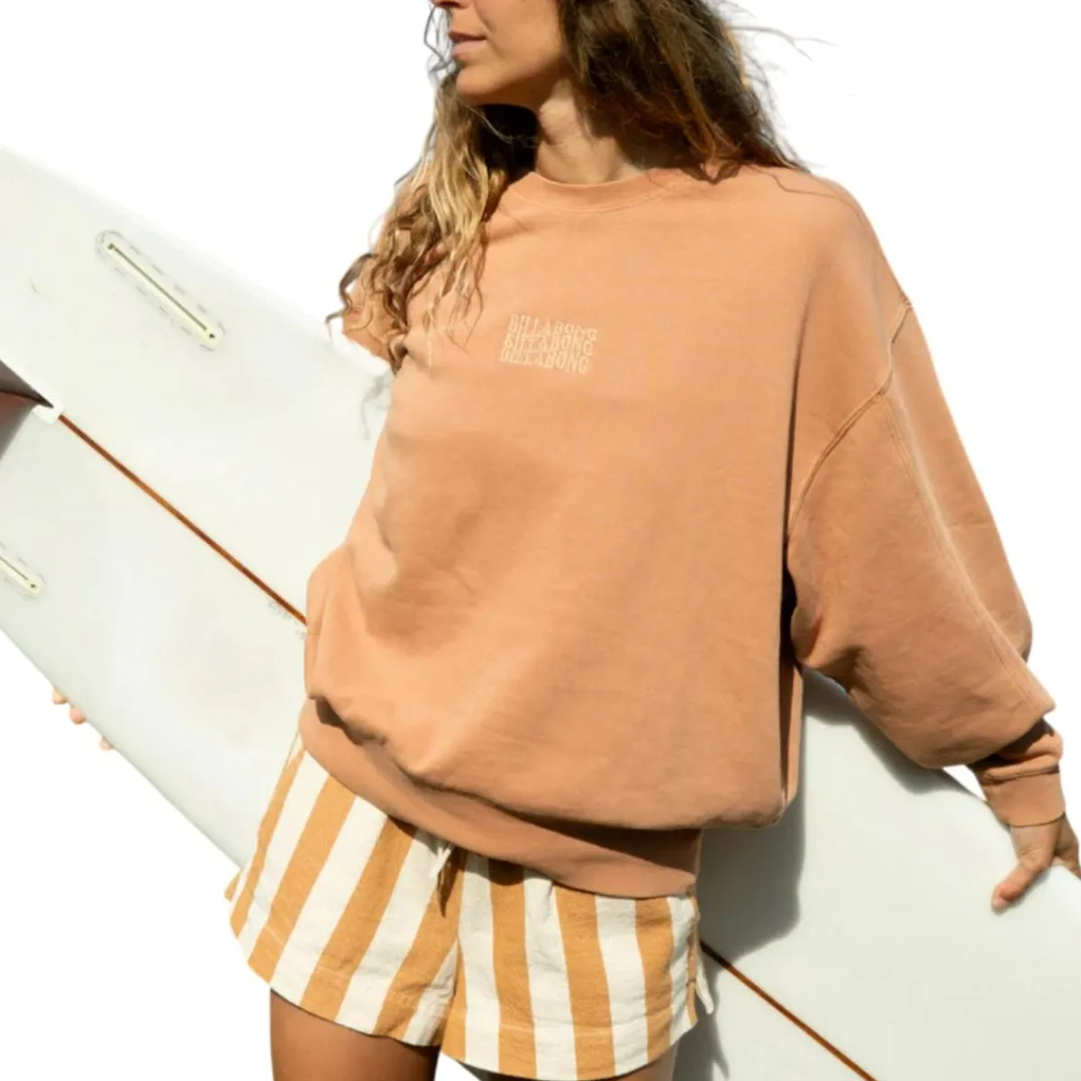Billabong Sweaters|Shirts<Women's Washed Kendal Crew Neck Sweater Caramel Cafe