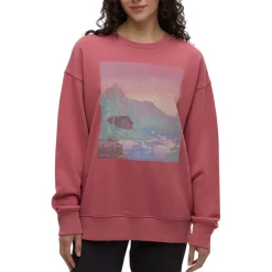 Tentree Sweaters|Shirts<Women's Washed Lakeshore Relaxed Crew Sweather Rosewood / Canal Blue