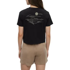 Tentree Sweaters|Shirts<Women's Wild Rose Lake Crop T-Shirt Meteorite Black Clay